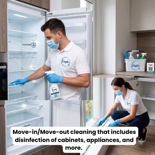 Move-in/move-out cleaning that covers the disinfection of cabinets, the interiors of appliances, window tracks, and hard-to-reach corners. Move-in/move-out cleaning that covers the disinfection of cabinets, the interiors of appliances, window tracks, and hard-to-reach corners.